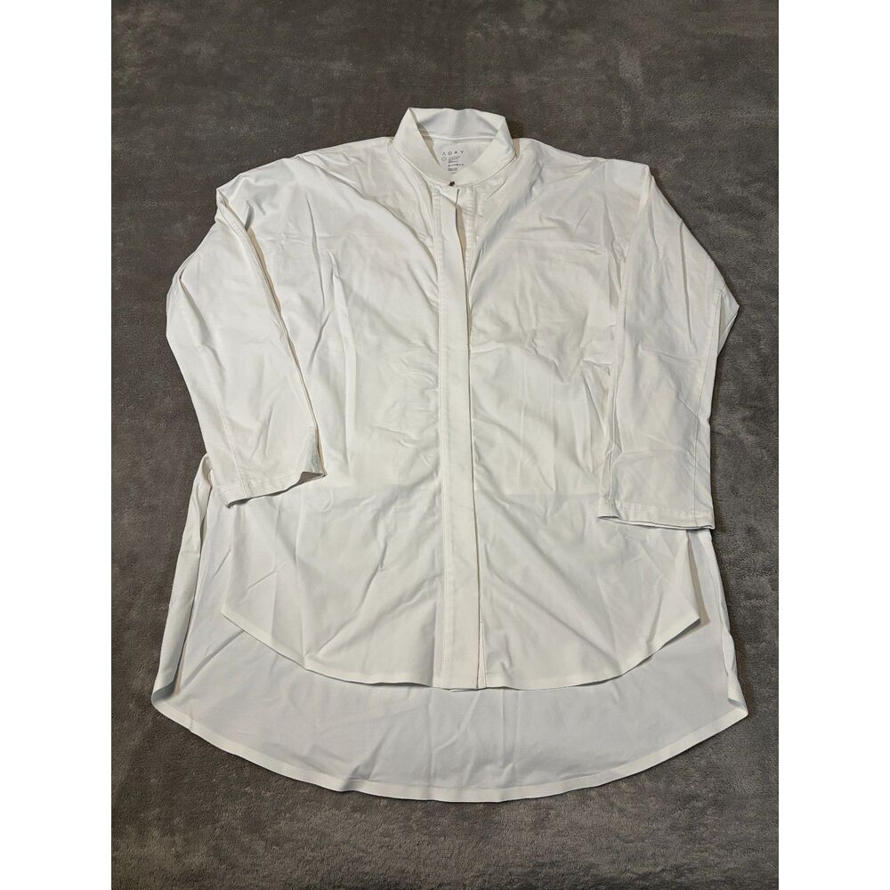 Aday Something Borrowed Shirt Women's Large White Minimalist Classic